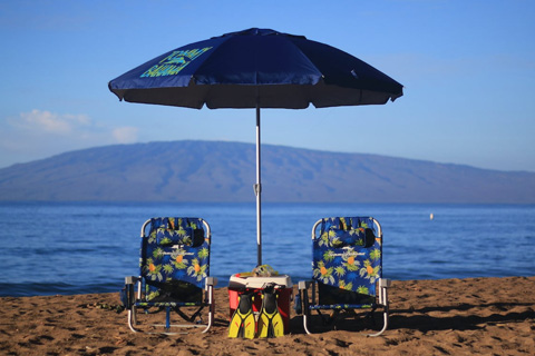 Enjoy a 1 Day Rental of 2 Beach Chairs and Umbrella Package from Booby Bird Rentals, in Lahaina, Hawaii, where guests staying at Xplorie participating properties can enjoy a free admission.
