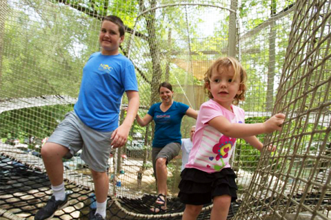 Experience a unique aerial adventure for the whole family at Nantahala Outdoor Center's Treetop Adventure Nets in Bryson City, North Carolina, which guests can enjoy for free when staying at an Xplorie participating property.