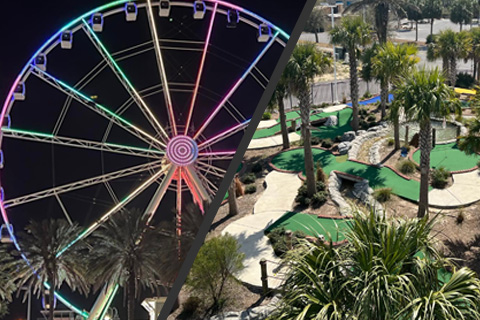 Enjoy the mini golf course, and one flight on the SkyWheel Panama City Beach in Panama City Beach, Florida. Guests at Xplorie participating properties can enjoy a free admission to Gulf World.