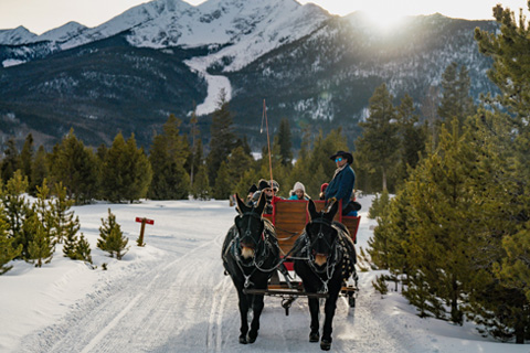 Enjoy a sleigh ride from Two Below Zero in Frisco, Colorado, which is available for free at Xplorie participating properties.
