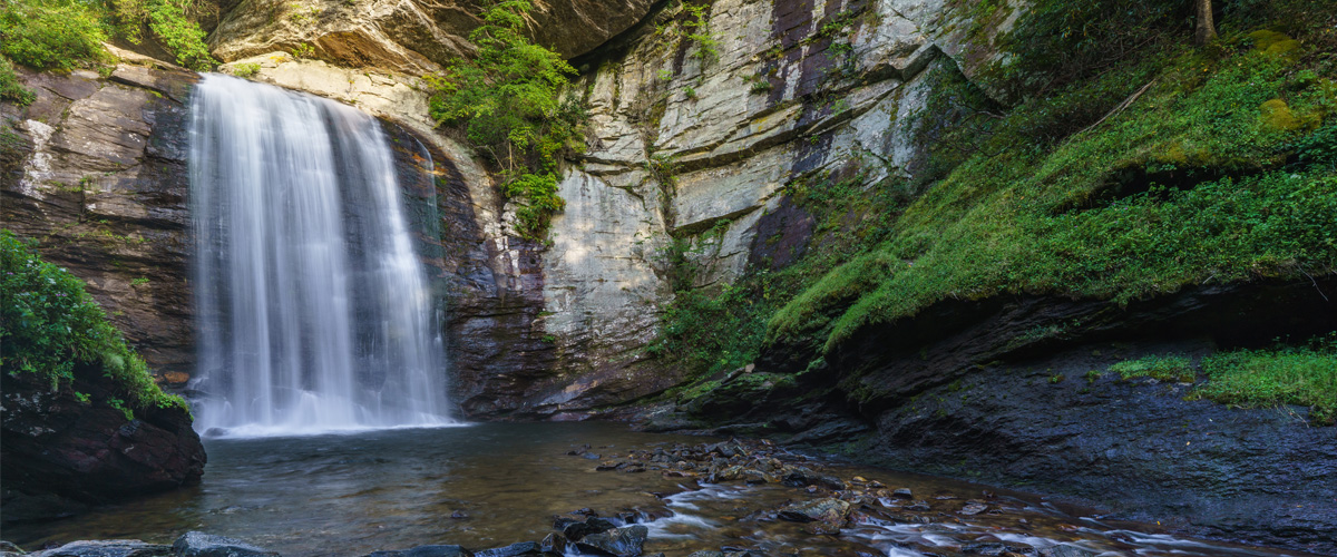 Beautiful waterfall in Asheville, North Carolina